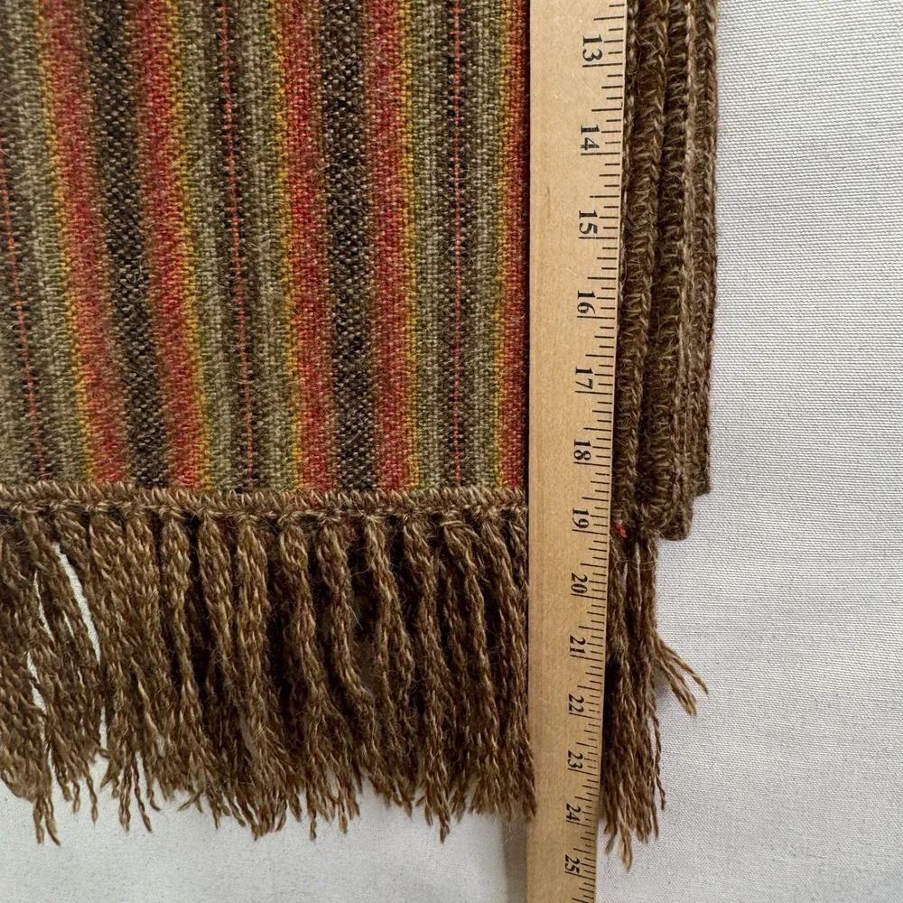 Estirpe Inc Alpaca Scarf OS Brown Striped Boho Fringe Shawl Made in Peru 40 x 20